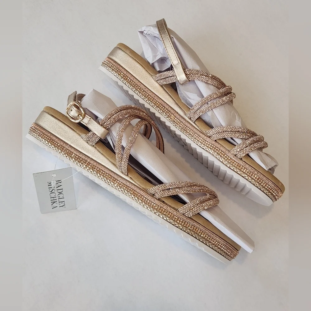NEW! || BAGDLEY MISCHKA || Angela platform, rose gold, strappy sandals sz 4